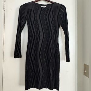 Bar III Black Geometric Long Sleeve Bodycon Dress